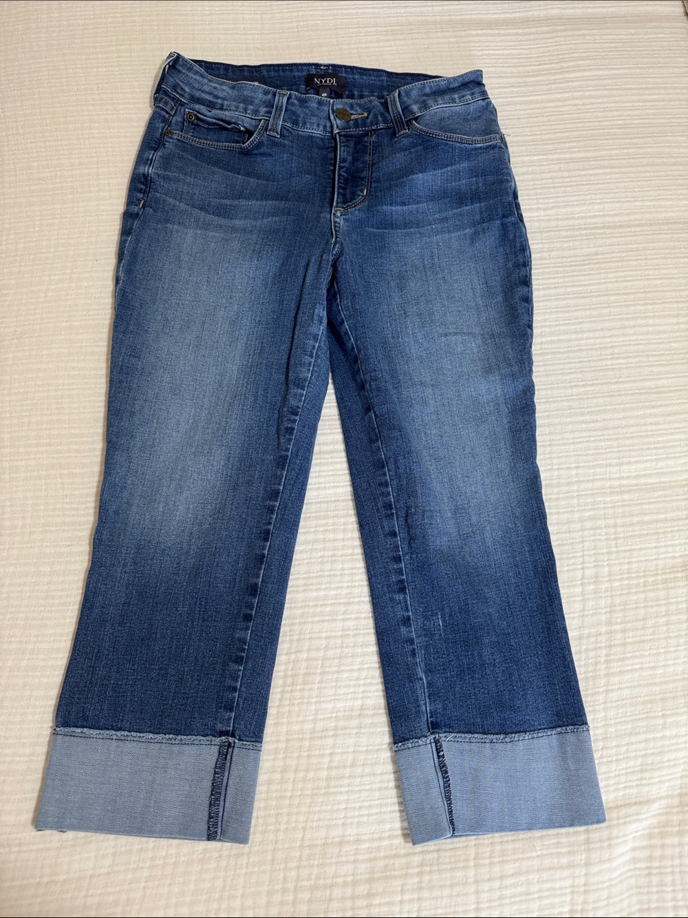 NYDJ Wide Cuffed Crop Jeans - Blue
